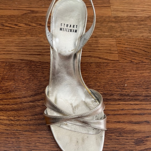 Stuart Weitzman Delovely Heels - gold - size 7.5 wide - Picture 6 of 10